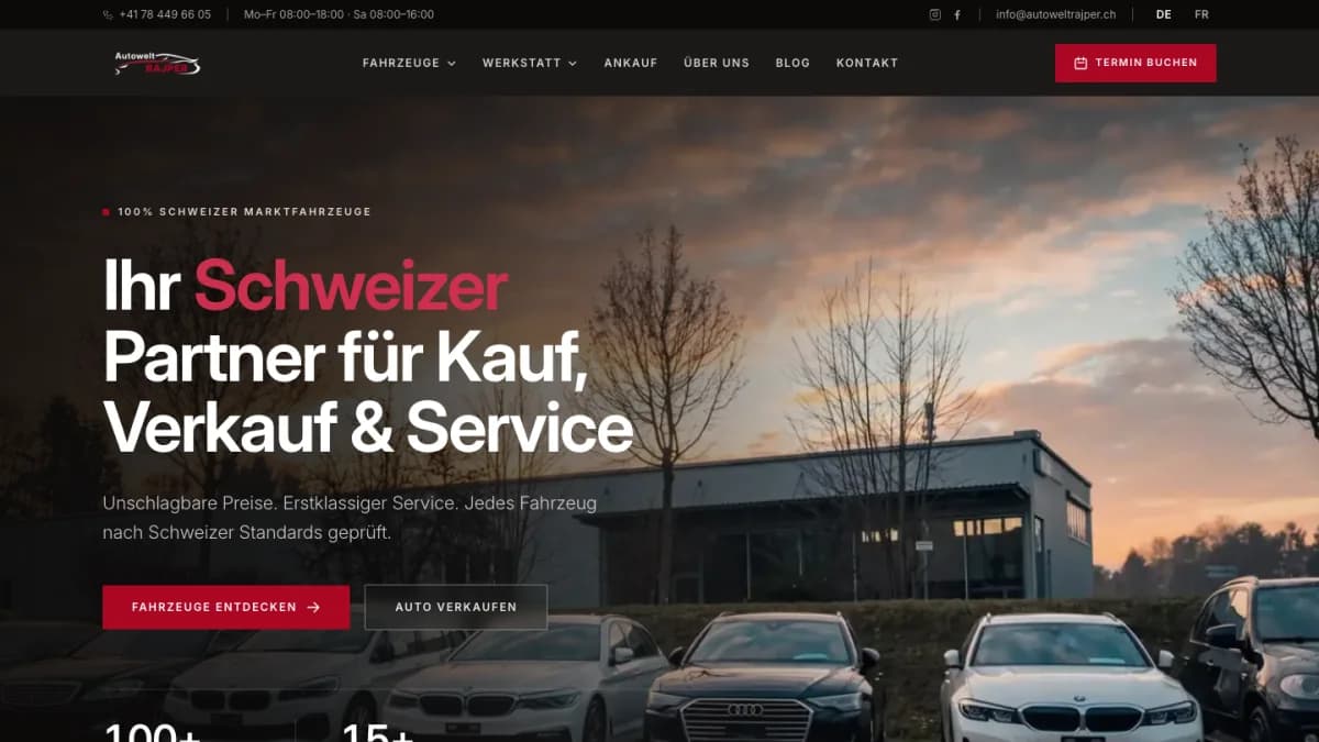 Fahrzeugübersicht von autoweltrajper.ch mit Live-Bestand aus AutoScout24
